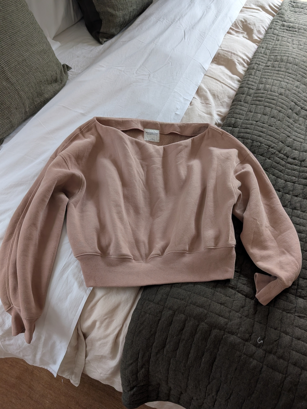 Abercrombie & Fitch Dusty Blush Cropped Pullover Sweatshirt